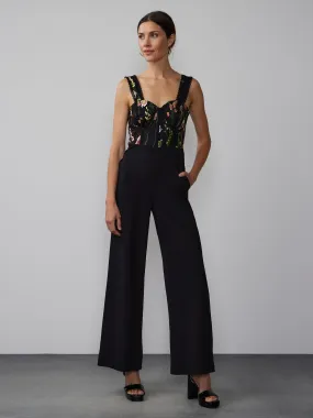 Embroidered Bustier Side Stripe Jumpsuit