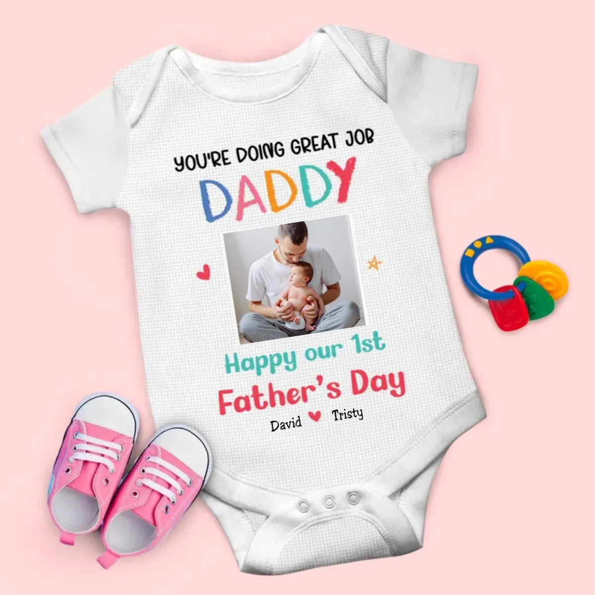 Father's Day - You're Doing A Great Job Daddy - Personalized Baby Bodysuit (LH)