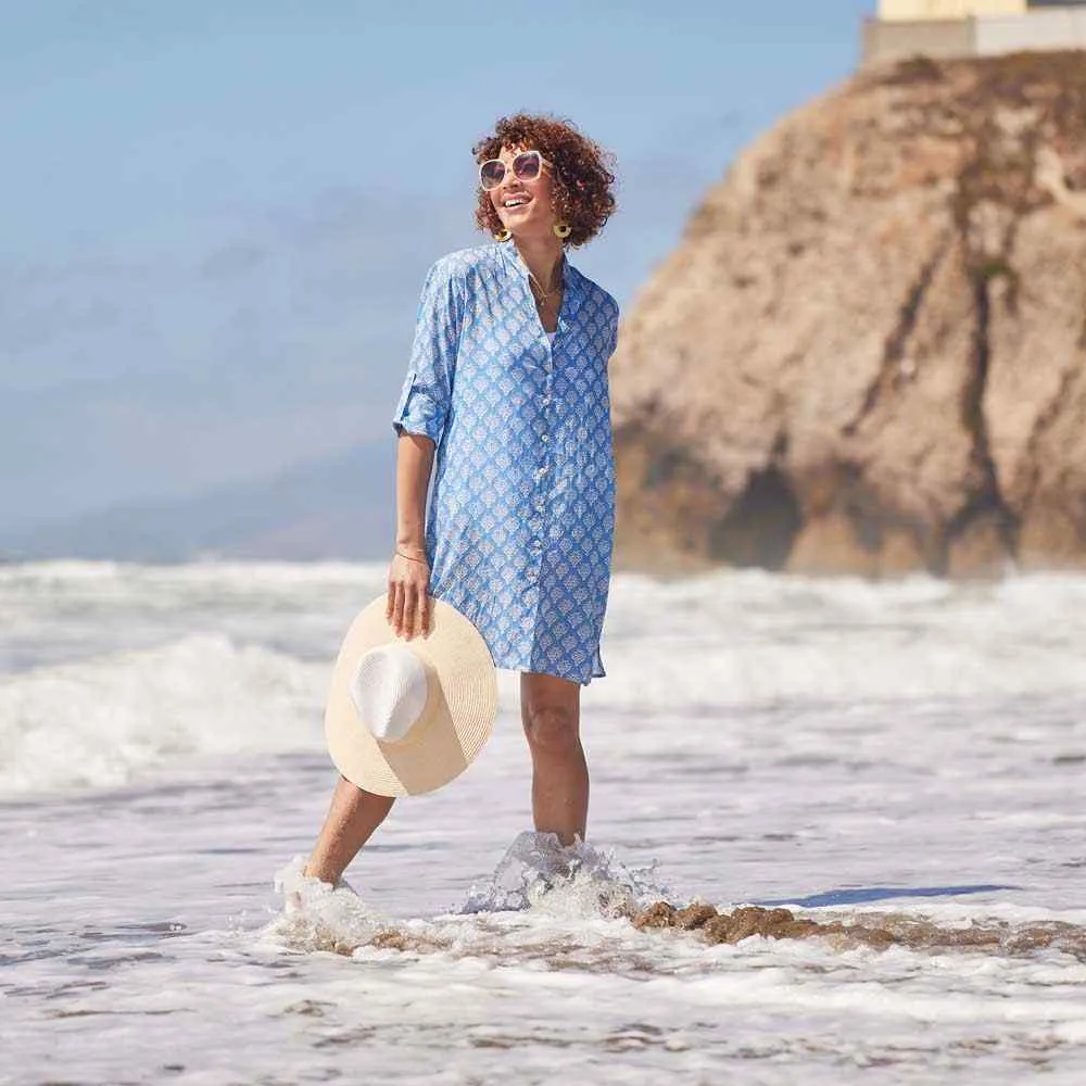 Fifer Blue Button Down Beach Tunic