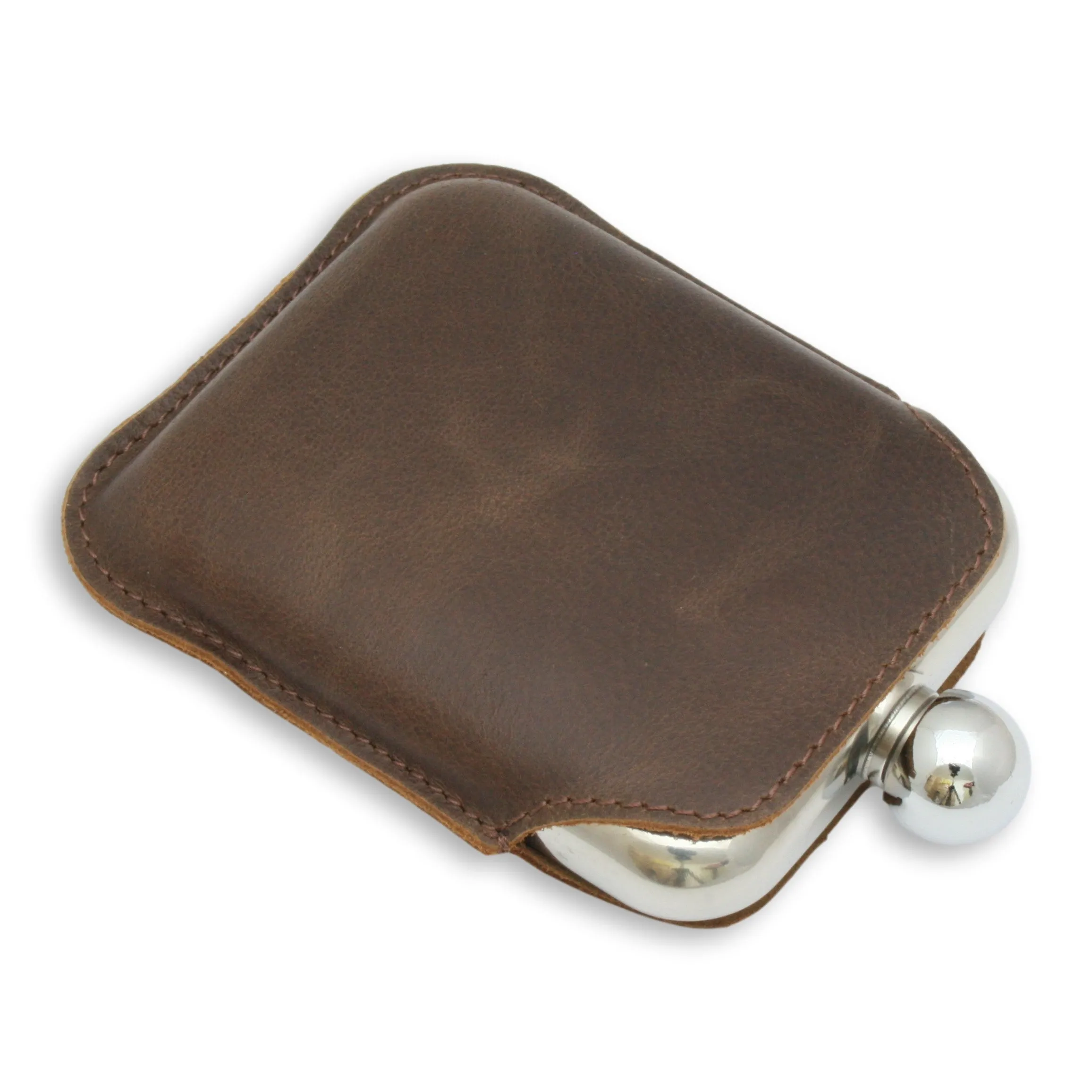 Full Cased Leather Jacket 6oz Hip Flask Stainless Steel