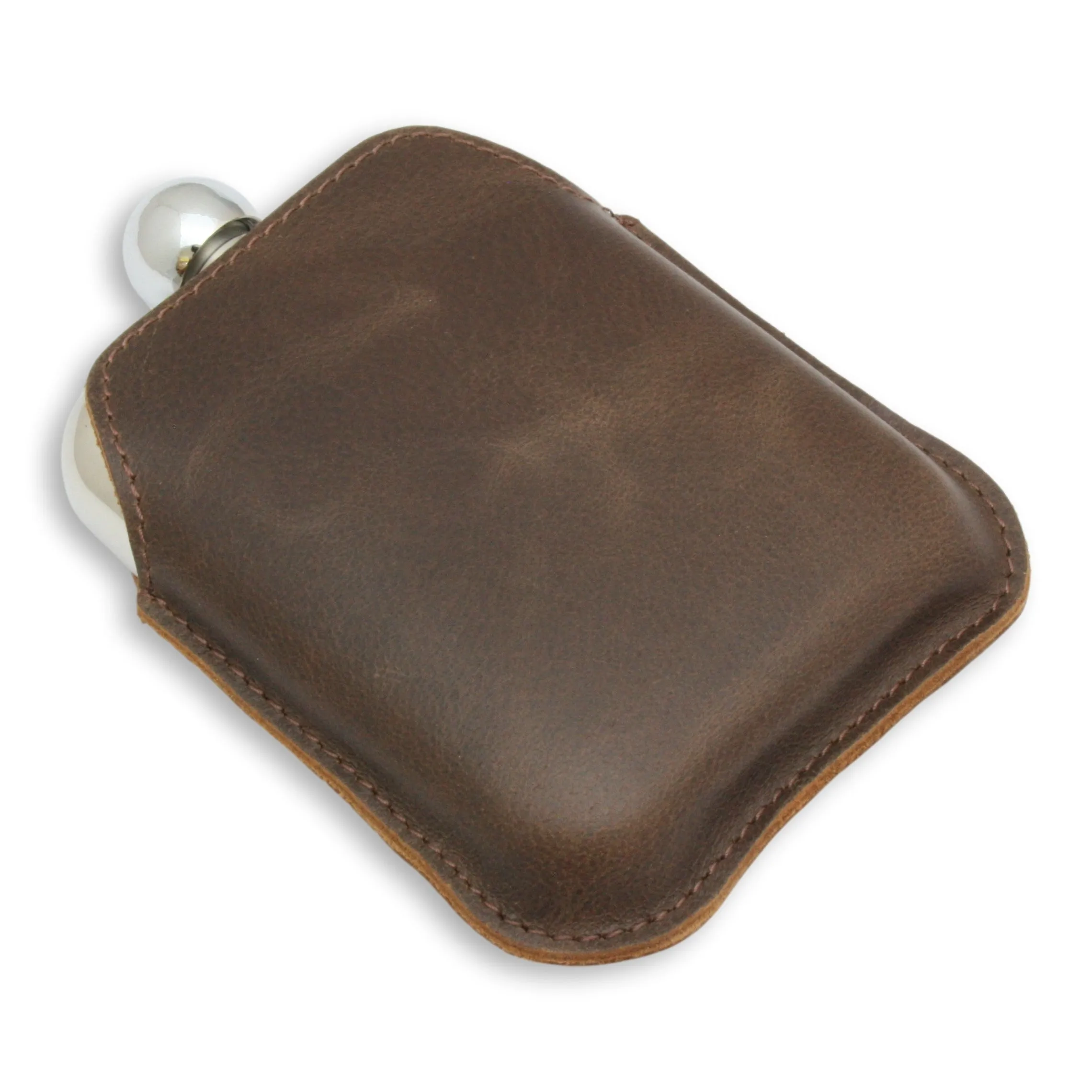 Full Cased Leather Jacket 6oz Hip Flask Stainless Steel