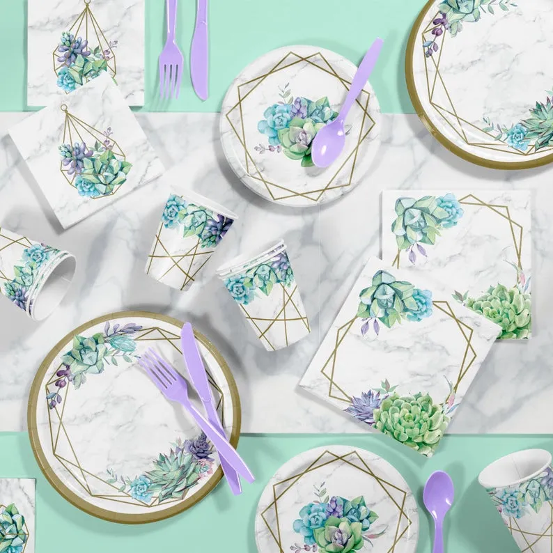 Geometric Succulent Dessert Plates