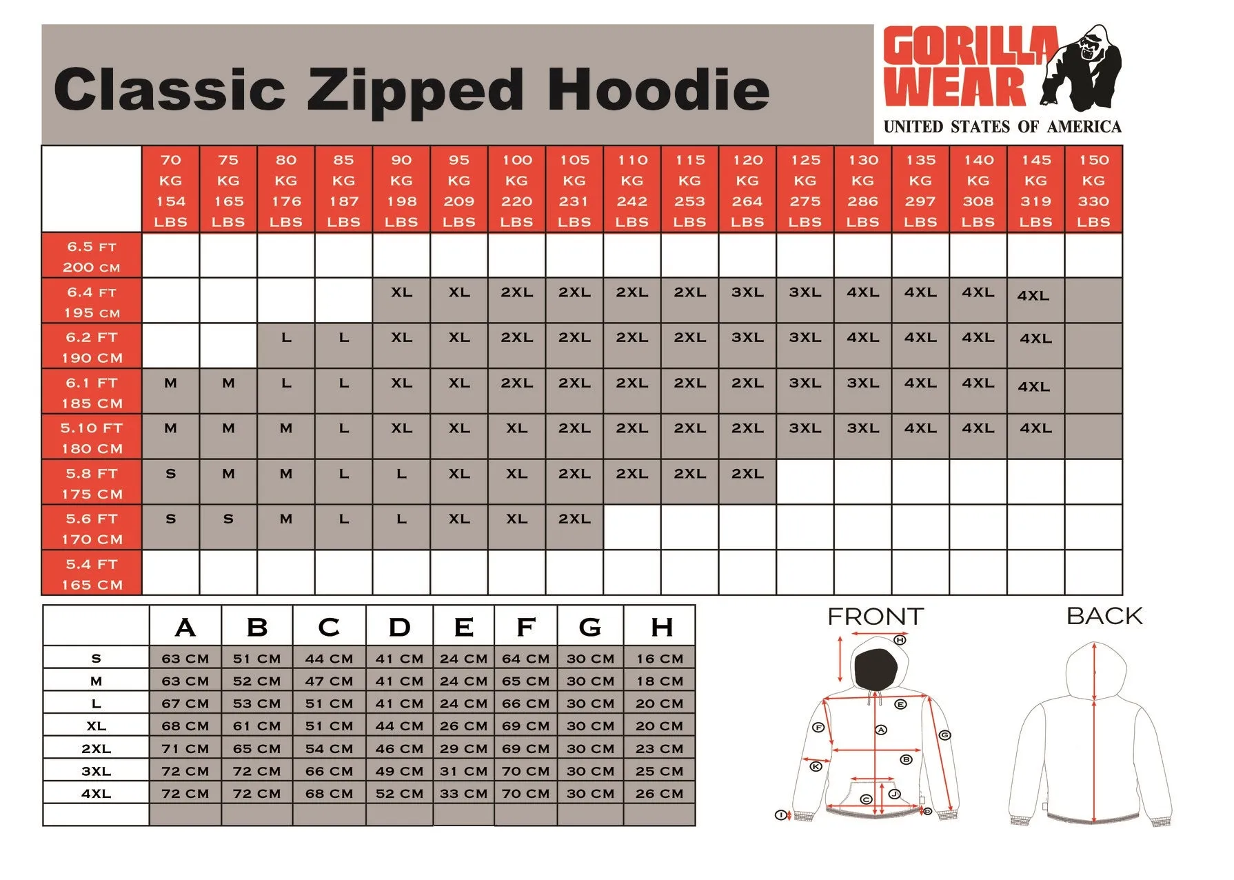 Gorilla Wear Classic Zipped Hoodie