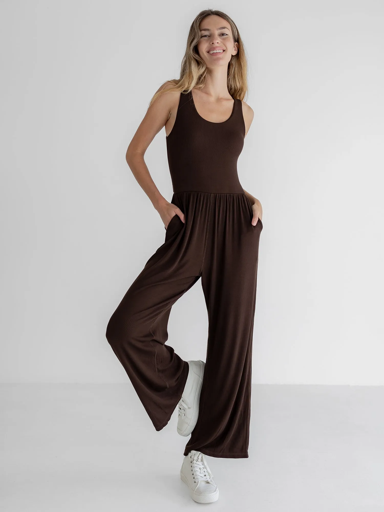 Hana Jumpsuit 2.0, Ribbed Espresso