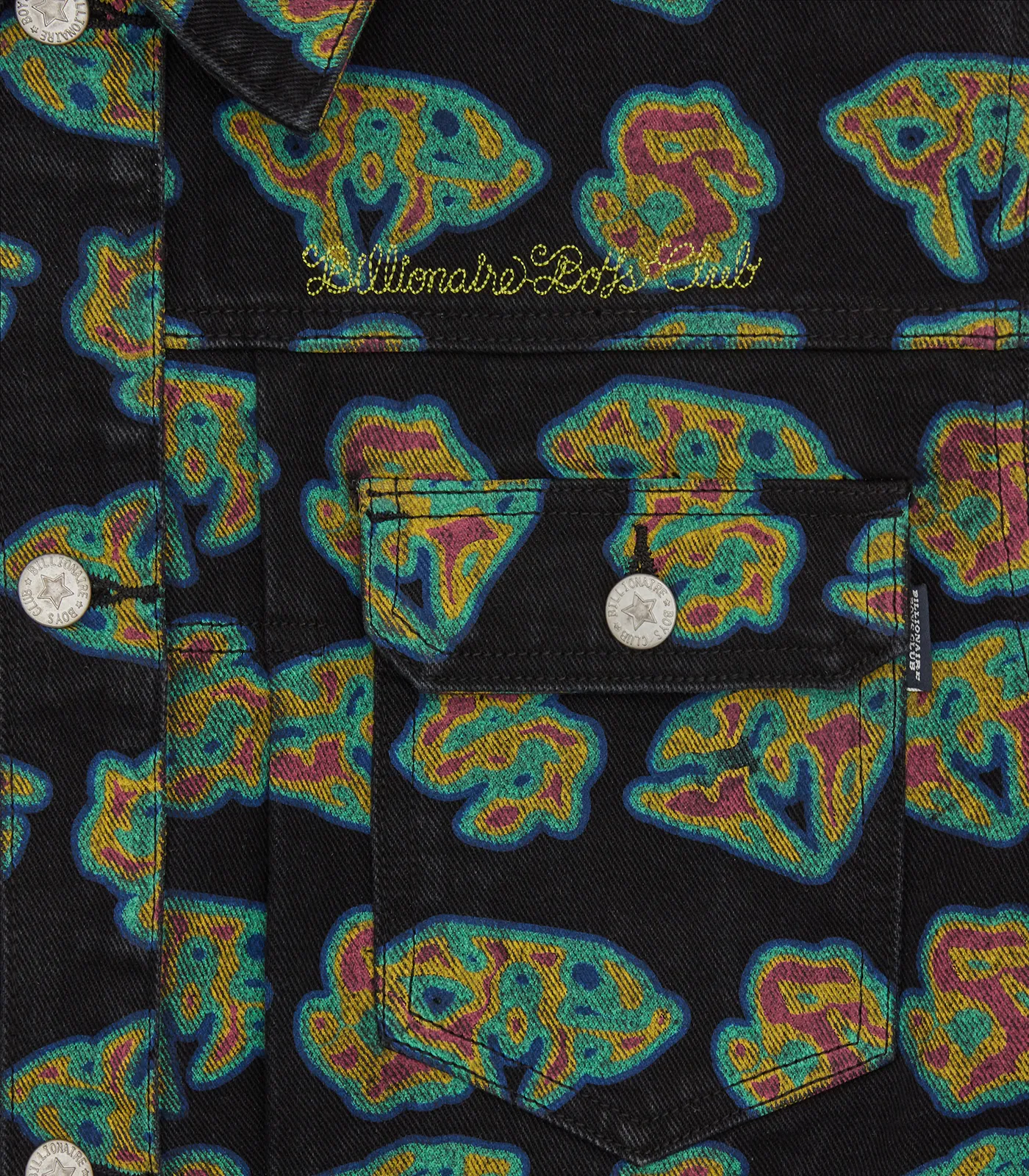 HEAT MAP DIAMONDS & DOLLARS DENIM JACKET - BLACK