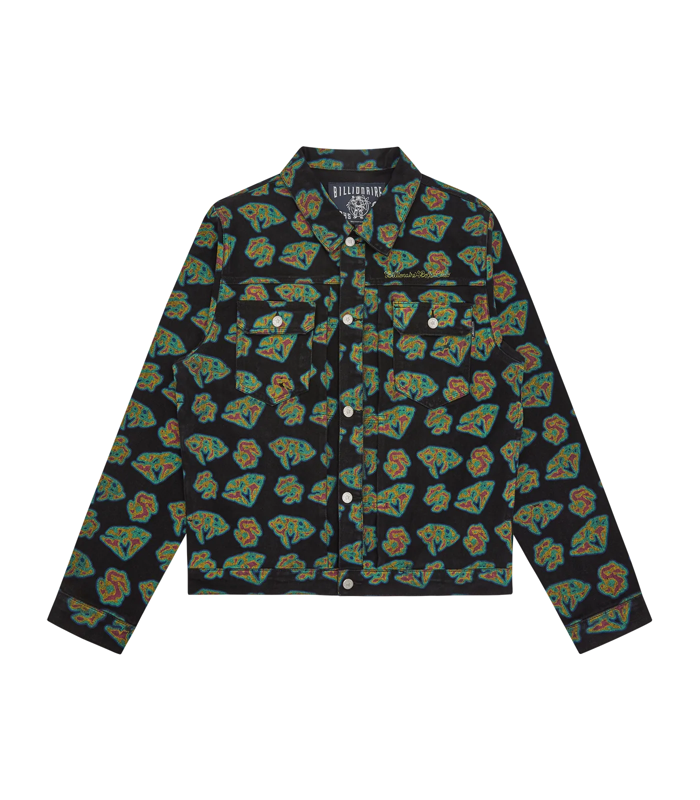 HEAT MAP DIAMONDS & DOLLARS DENIM JACKET - BLACK