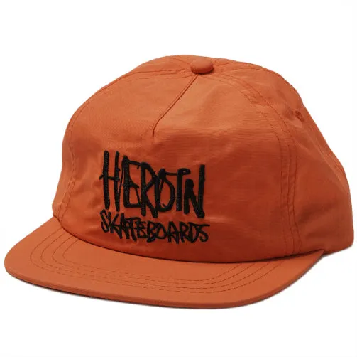 Heroin Script Snapback Hat - Safety Orange