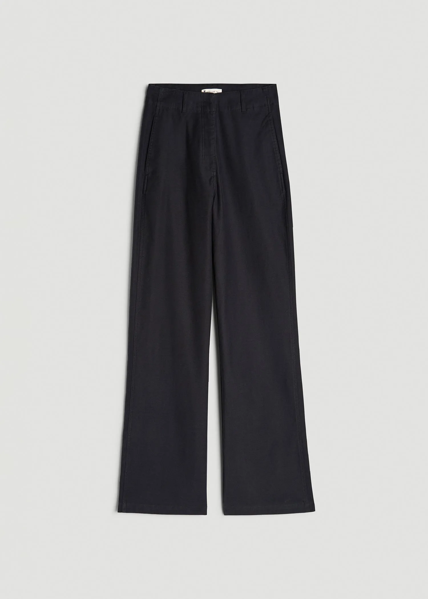 High-Rise Wide-Leg Flat-Front Chino Pants for Tall Women in Black