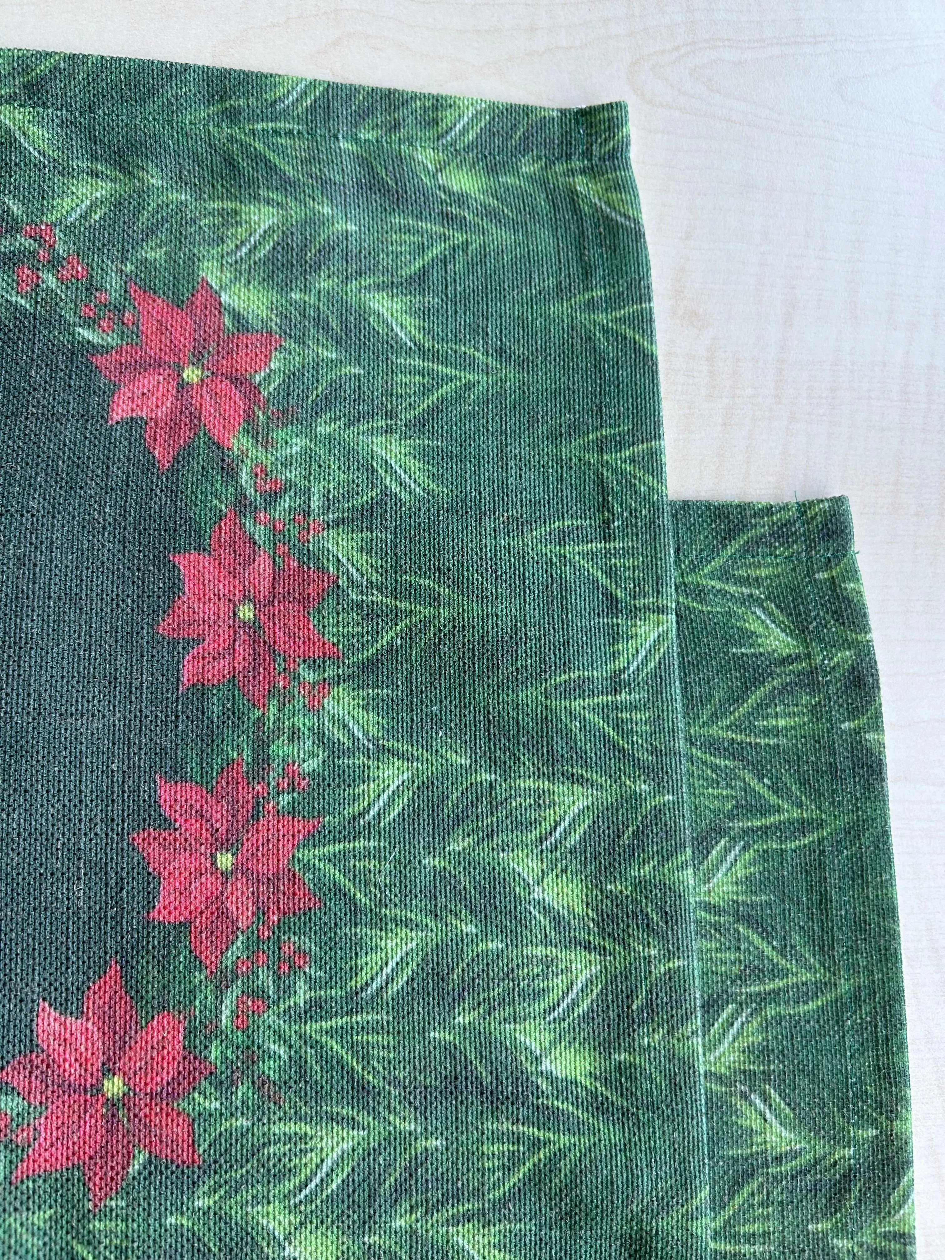 Holiday Themed Placemats, Poinsettia Flower Pattern Set of 2