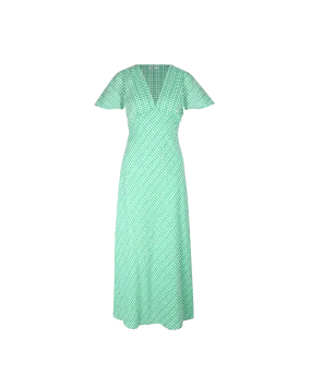 HONEY MIDI DRESS GREEN GINGHAM