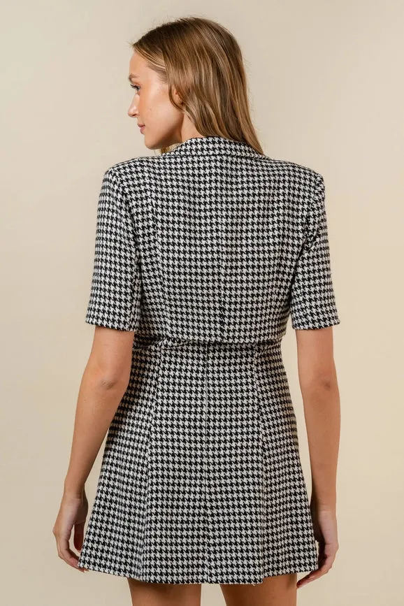 Houndstooth S/S Cropped Jacket