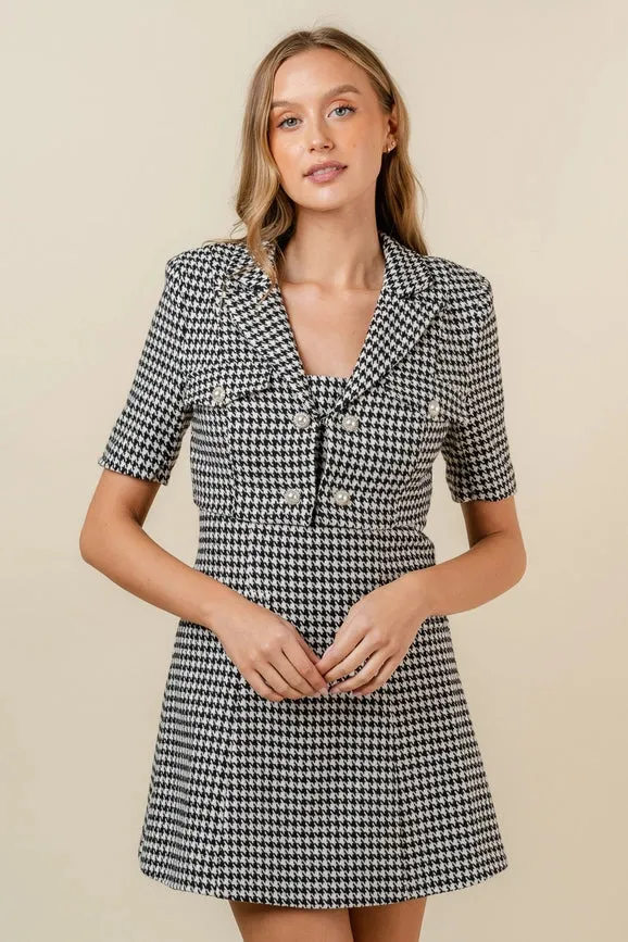 Houndstooth S/S Cropped Jacket