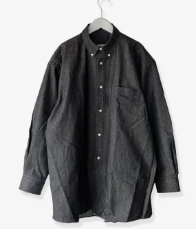 INTERIM/90'S FIT UK BLACK DENIM BUTTON DOWN SHIRT (BLACK DENIM)