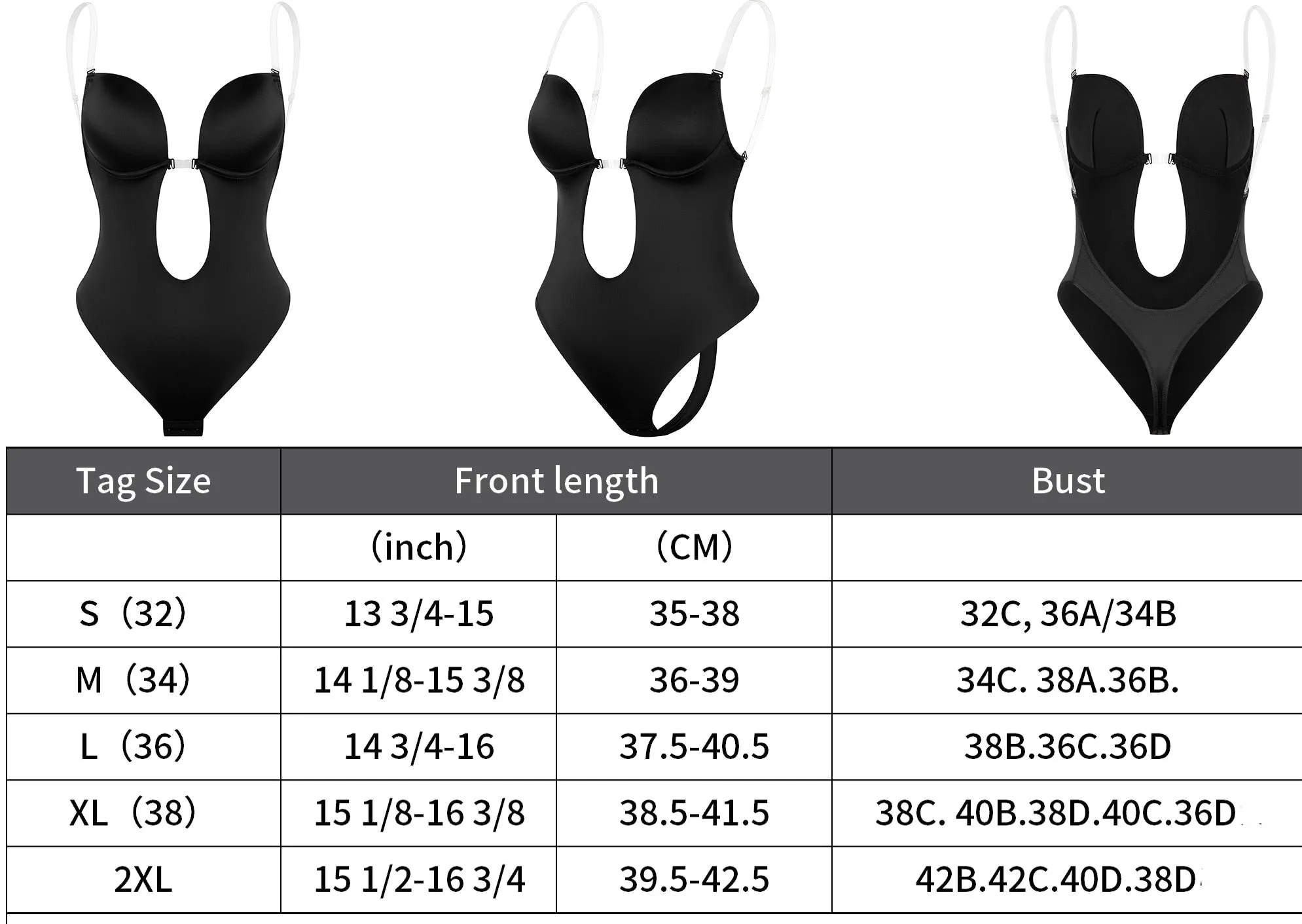 Invisible Backless & Strapless Deep Plunge Bodysuit & Bra