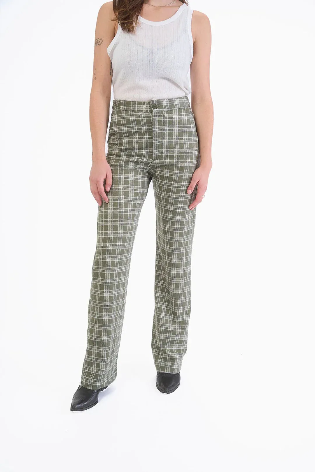 Jacquard 4-Pocket Chino - Olive Plaid