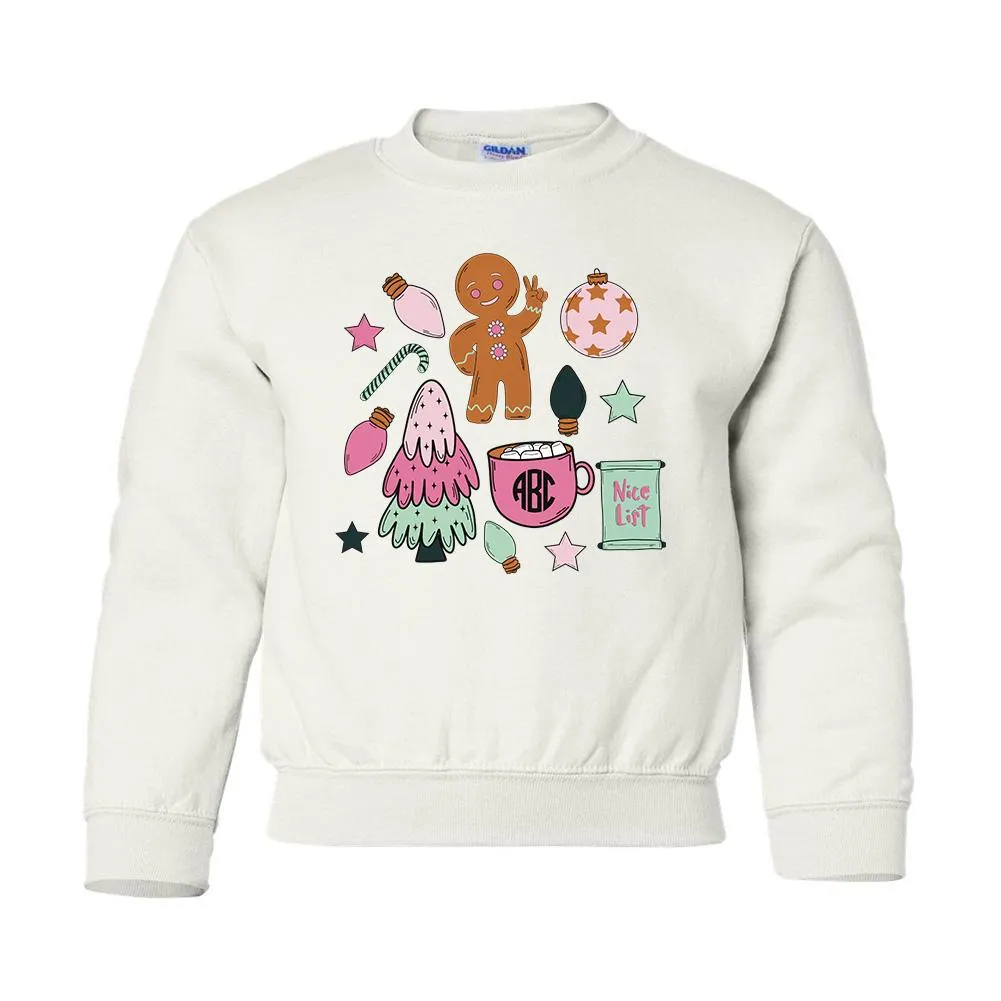 Kids Monogrammed 'Christmas Doodles' Crewneck Sweatshirt