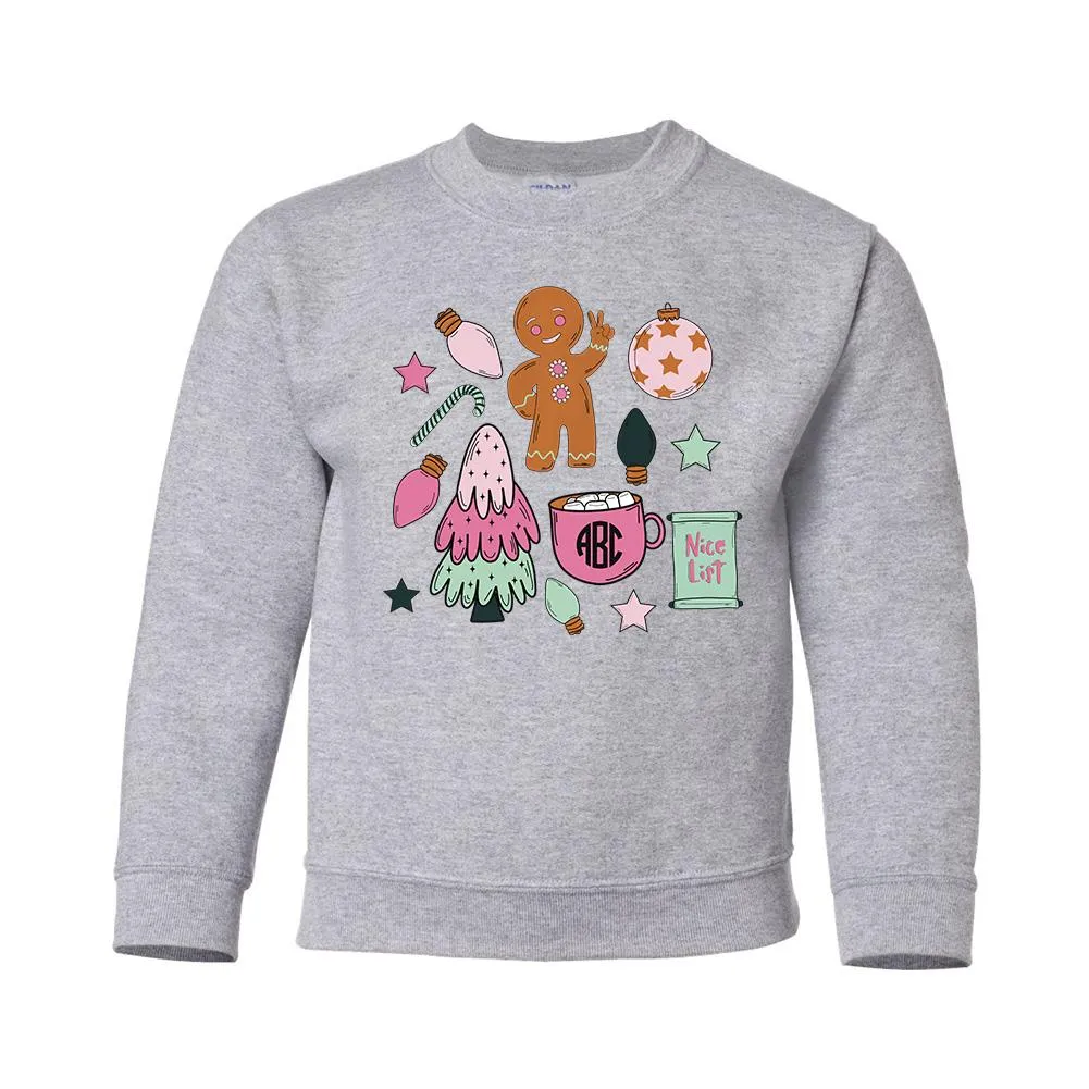 Kids Monogrammed 'Christmas Doodles' Crewneck Sweatshirt