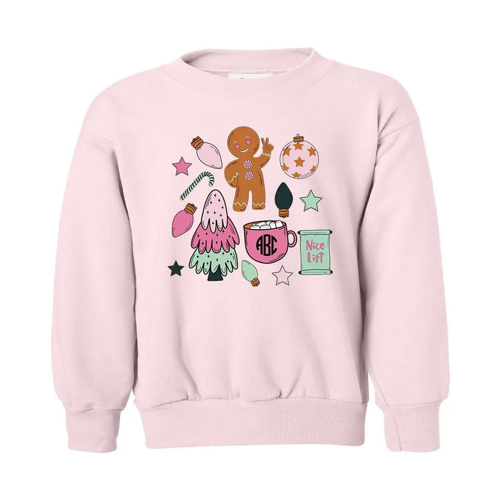 Kids Monogrammed 'Christmas Doodles' Crewneck Sweatshirt