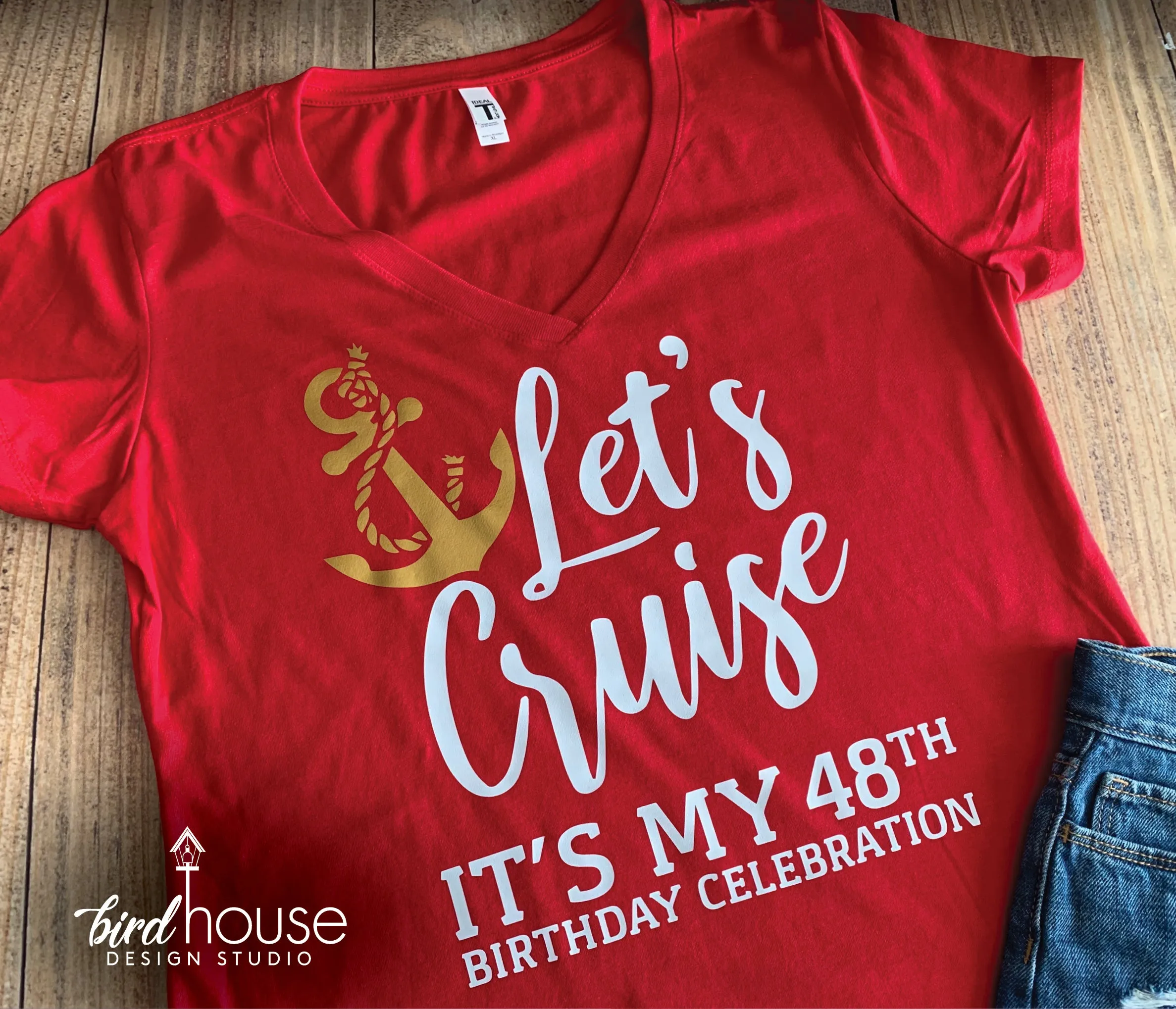 Let's Cruise Anchor Birthday Shirt Personalized, Any Name, Age, Ship For Group Cruising