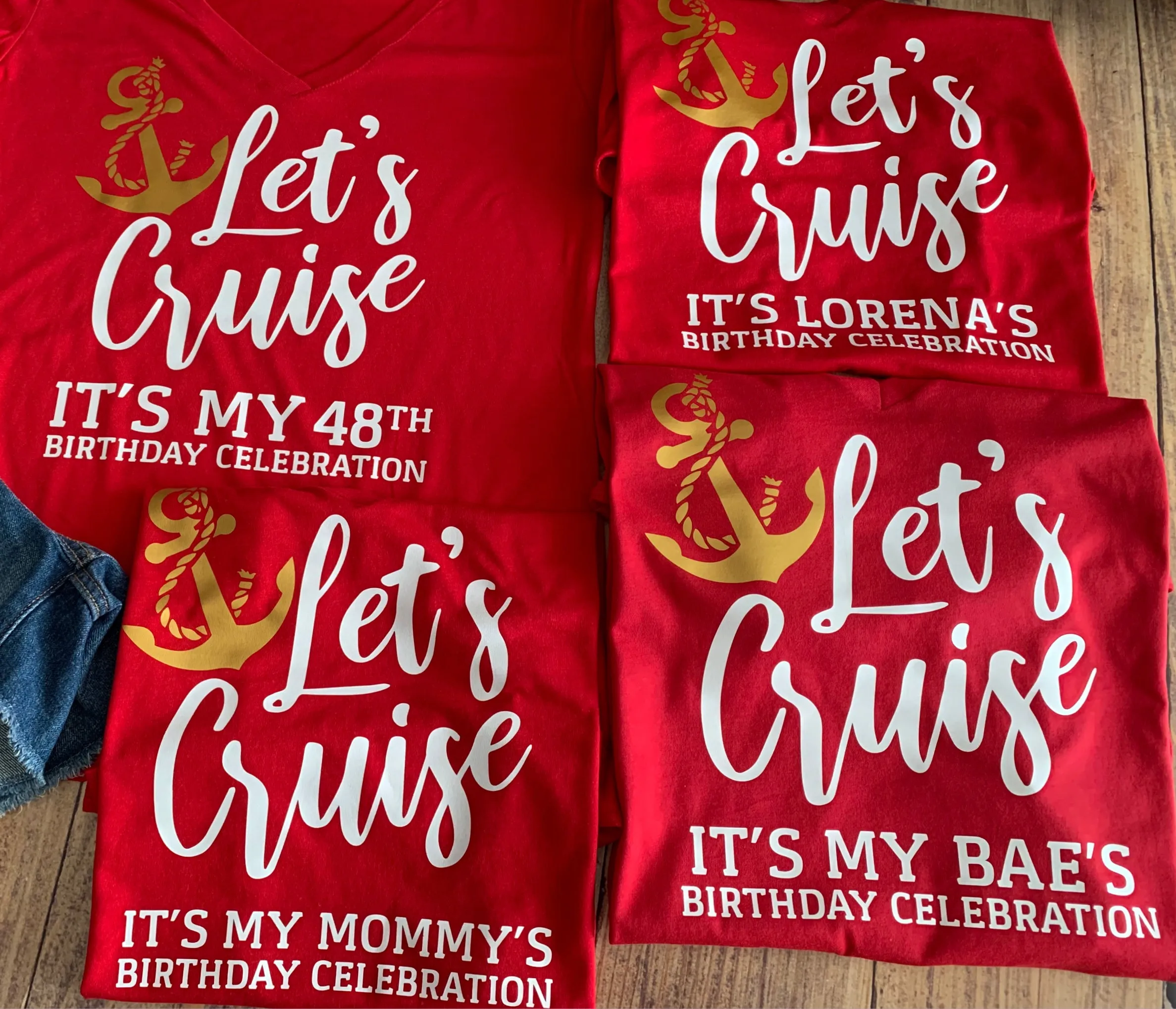 Let's Cruise Anchor Birthday Shirt Personalized, Any Name, Age, Ship For Group Cruising