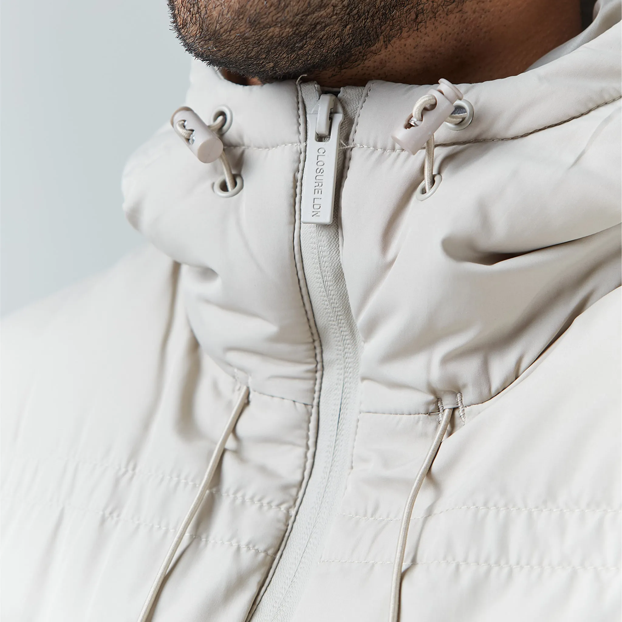 Logo Racer Puffer Jacket | Stone