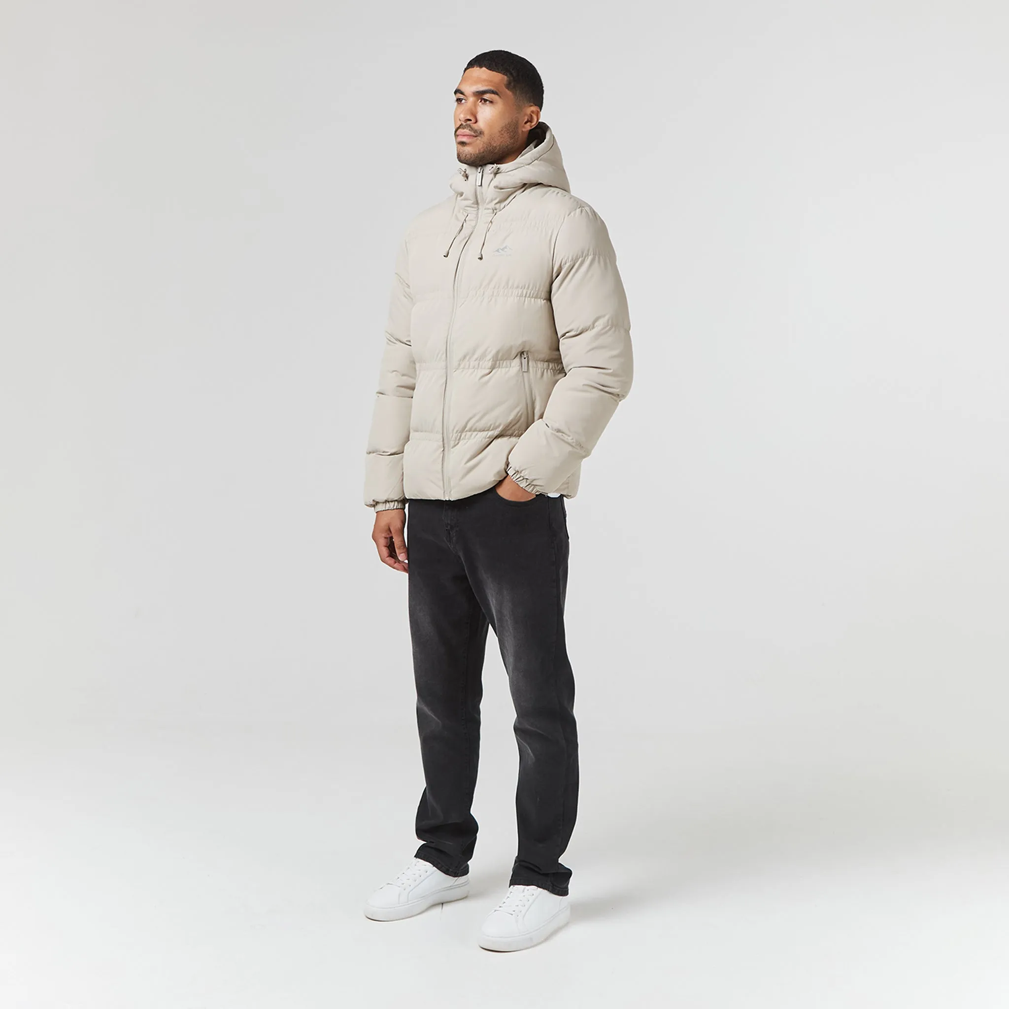 Logo Racer Puffer Jacket | Stone