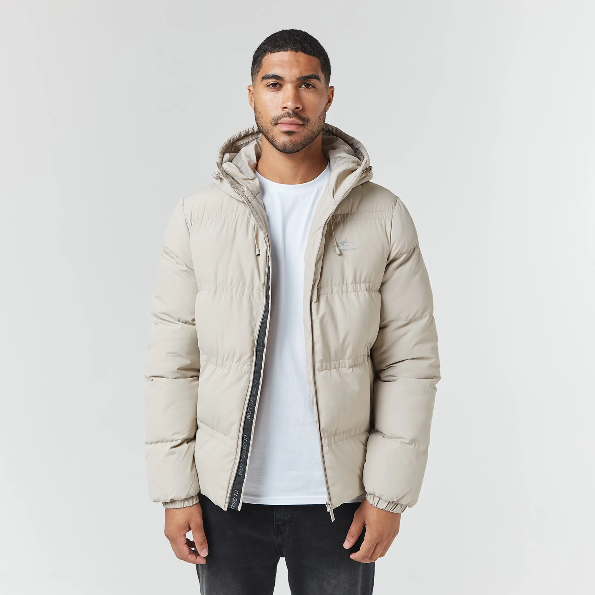 Logo Racer Puffer Jacket | Stone