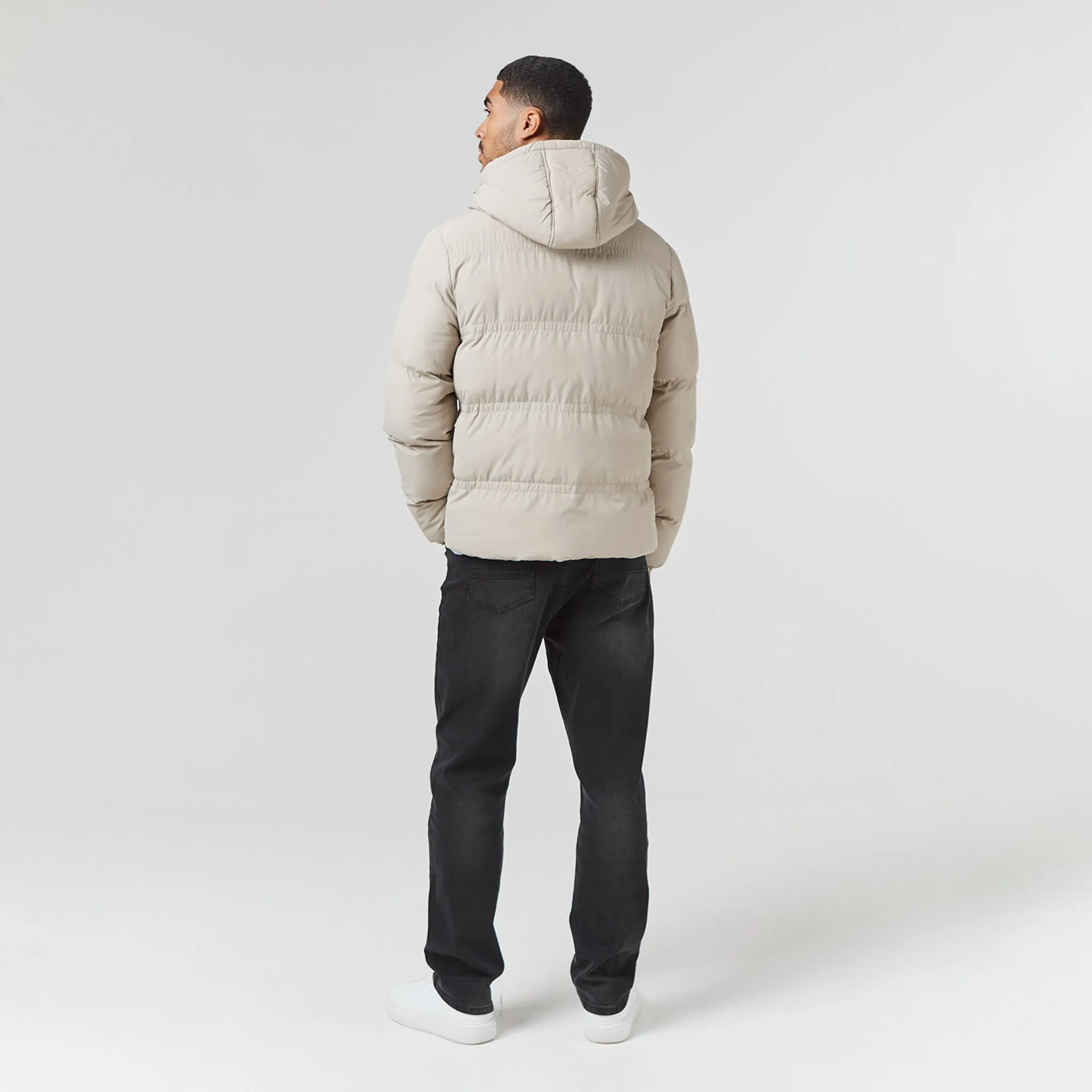 Logo Racer Puffer Jacket | Stone