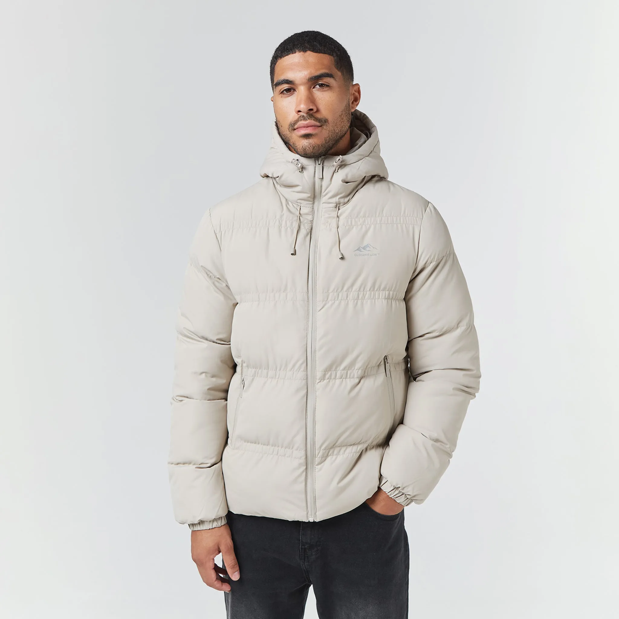 Logo Racer Puffer Jacket | Stone