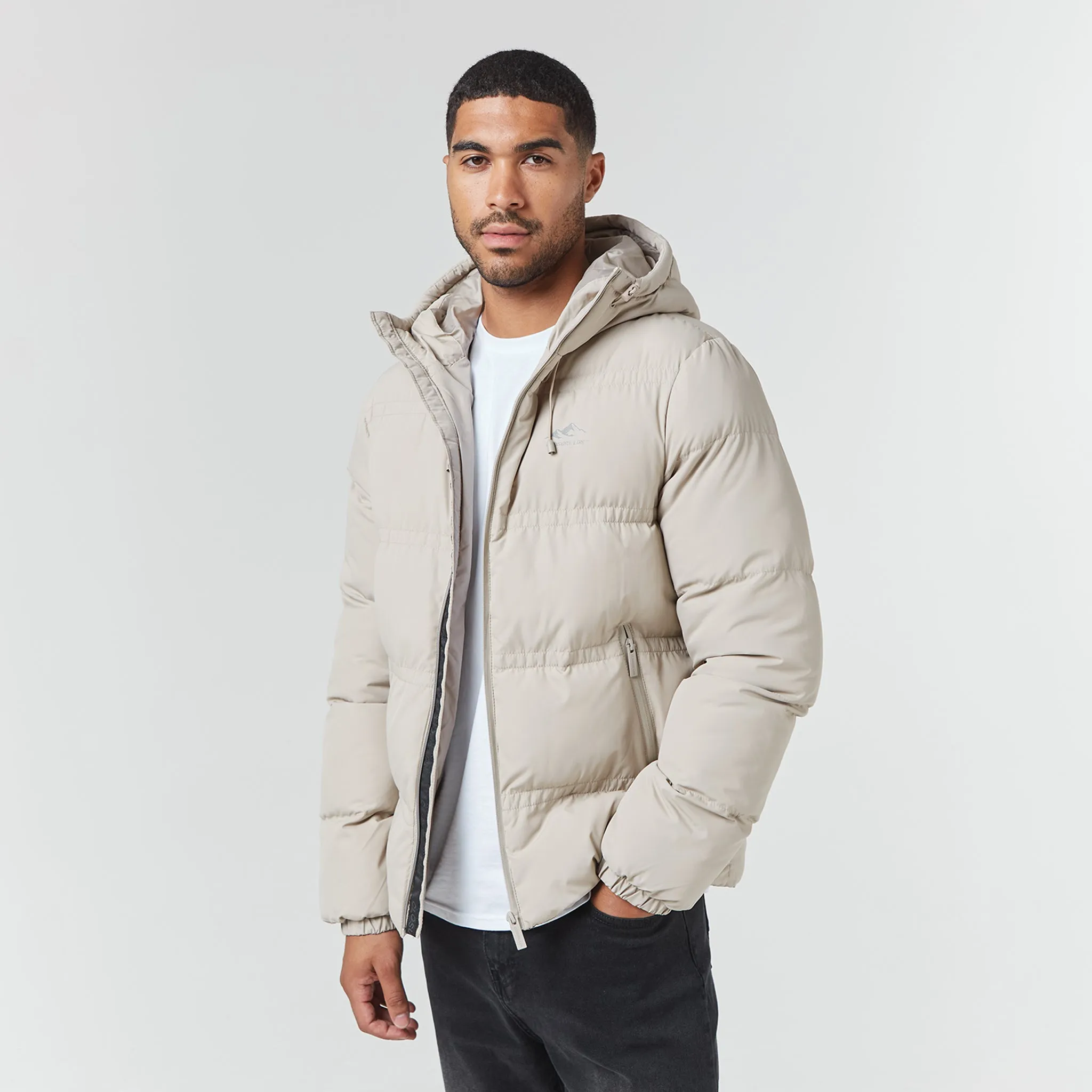 Logo Racer Puffer Jacket | Stone