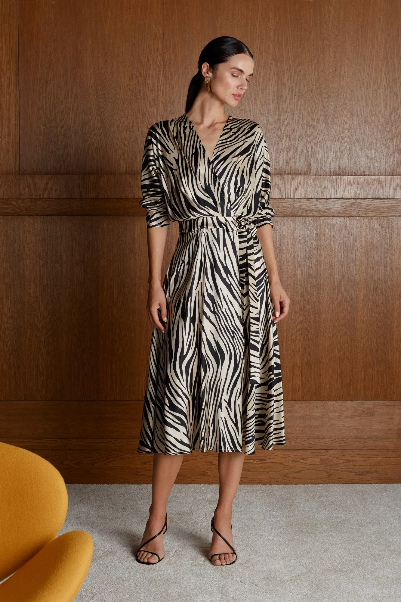 LOTA zebra print midi wrap dress