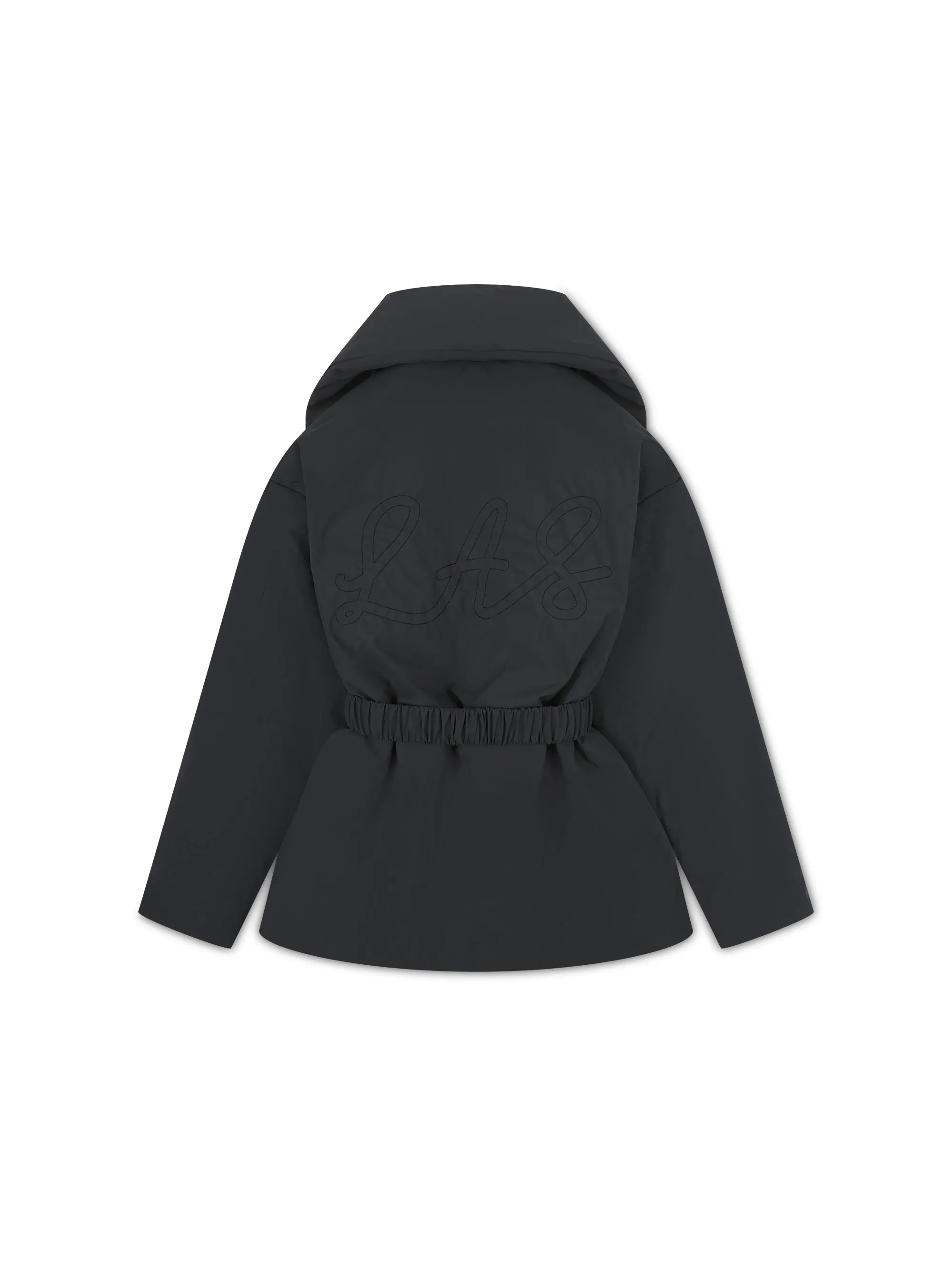 'MARAIS' SHAWL COLLAR BELTED PUFFER JACKET CHARCOAL