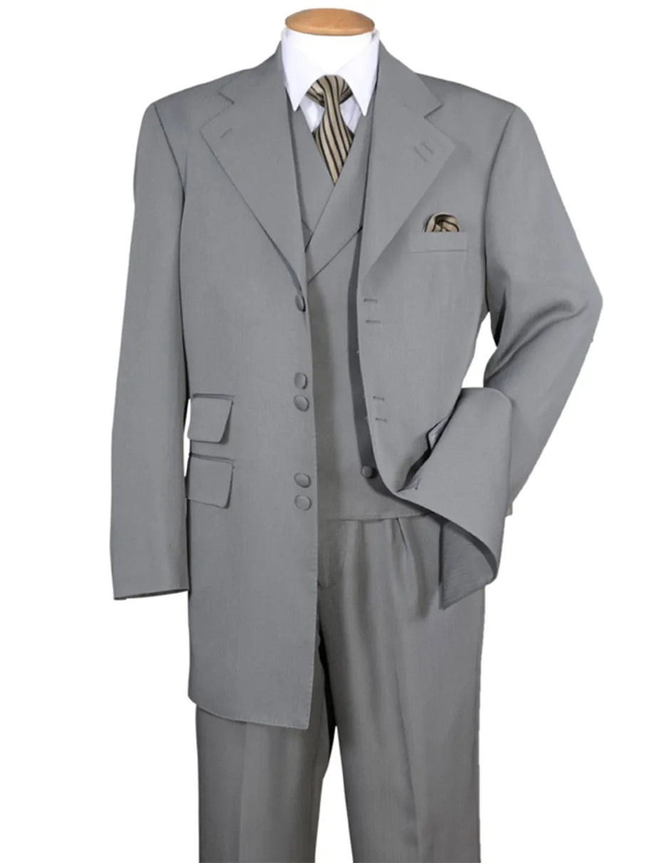 Mens 6 Button Double Breasted Vest Grey Suit