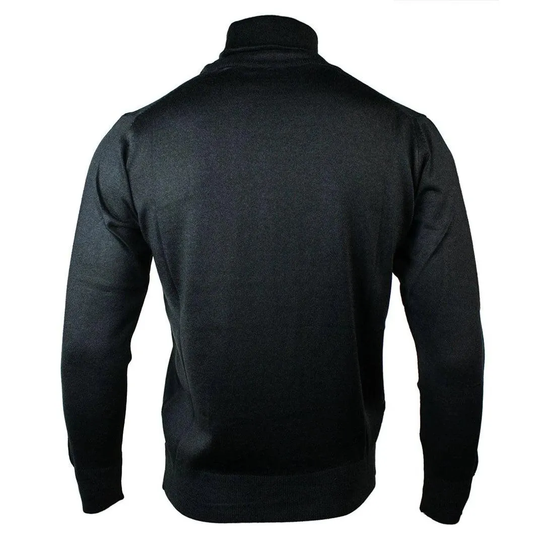 Mens Slim Fit Polar Roll Neck Jumper Light Weight Fitted Cashmere Wool Blend Grey Black Navy