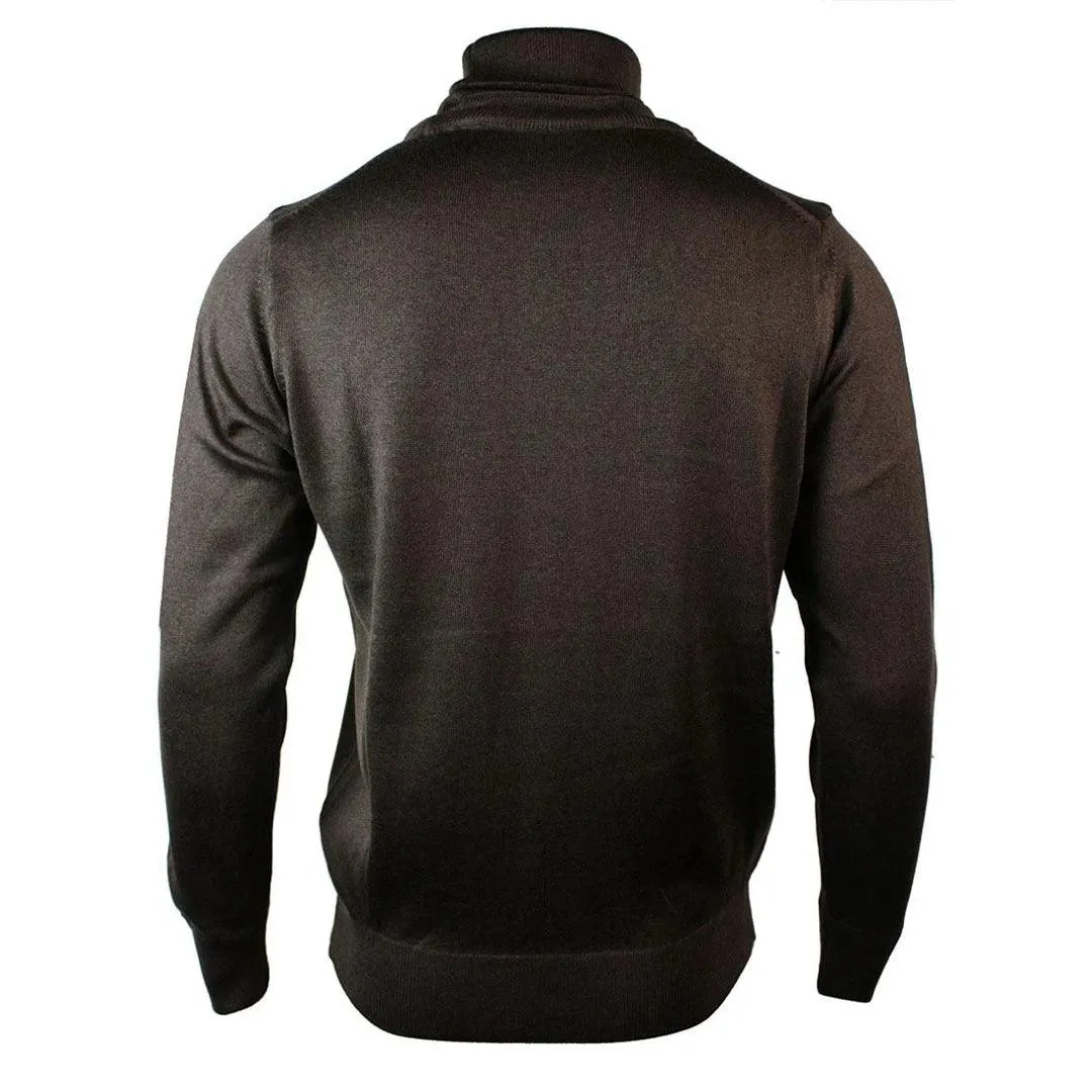 Mens Slim Fit Polar Roll Neck Jumper Light Weight Fitted Cashmere Wool Blend Grey Black Navy