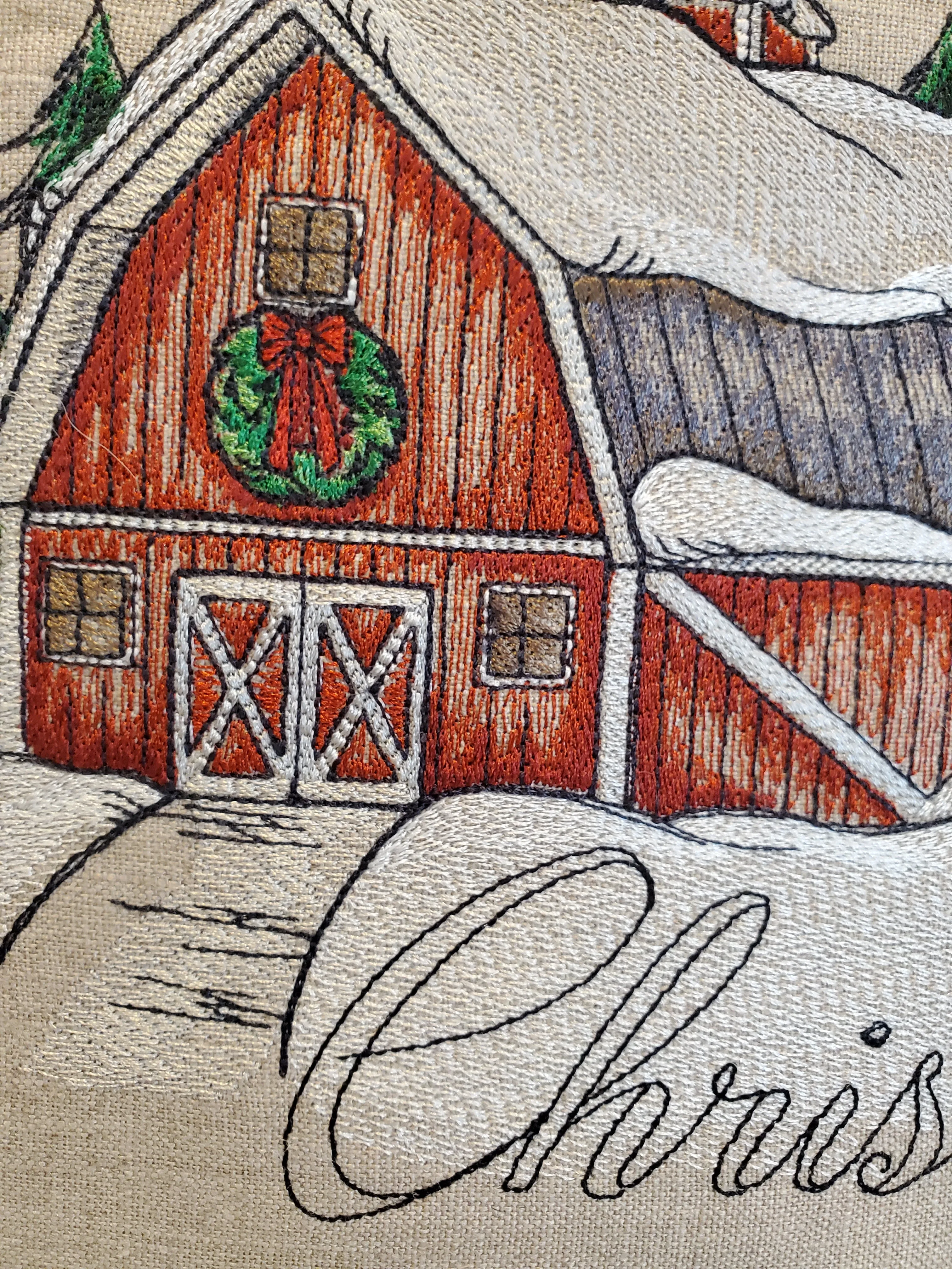 Merry Christmas Barn Pillow Cover