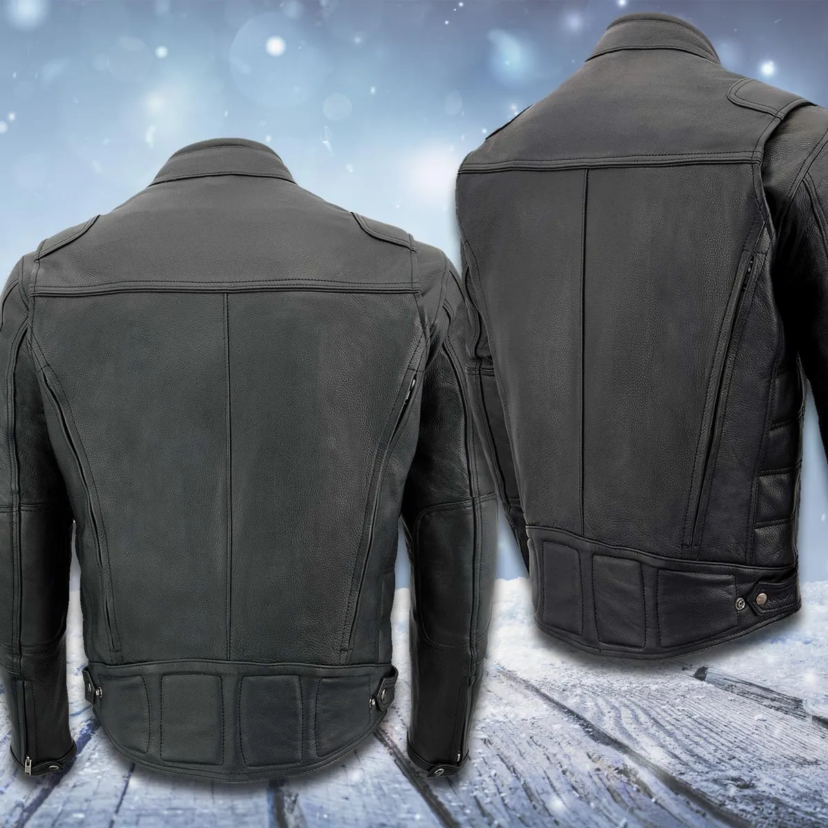 Milwaukee Leather Heated Jacket for Men's Black Cowhide Leather