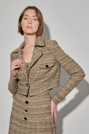 Modern Fit Lurex Tweed Knit Cropped Jacket