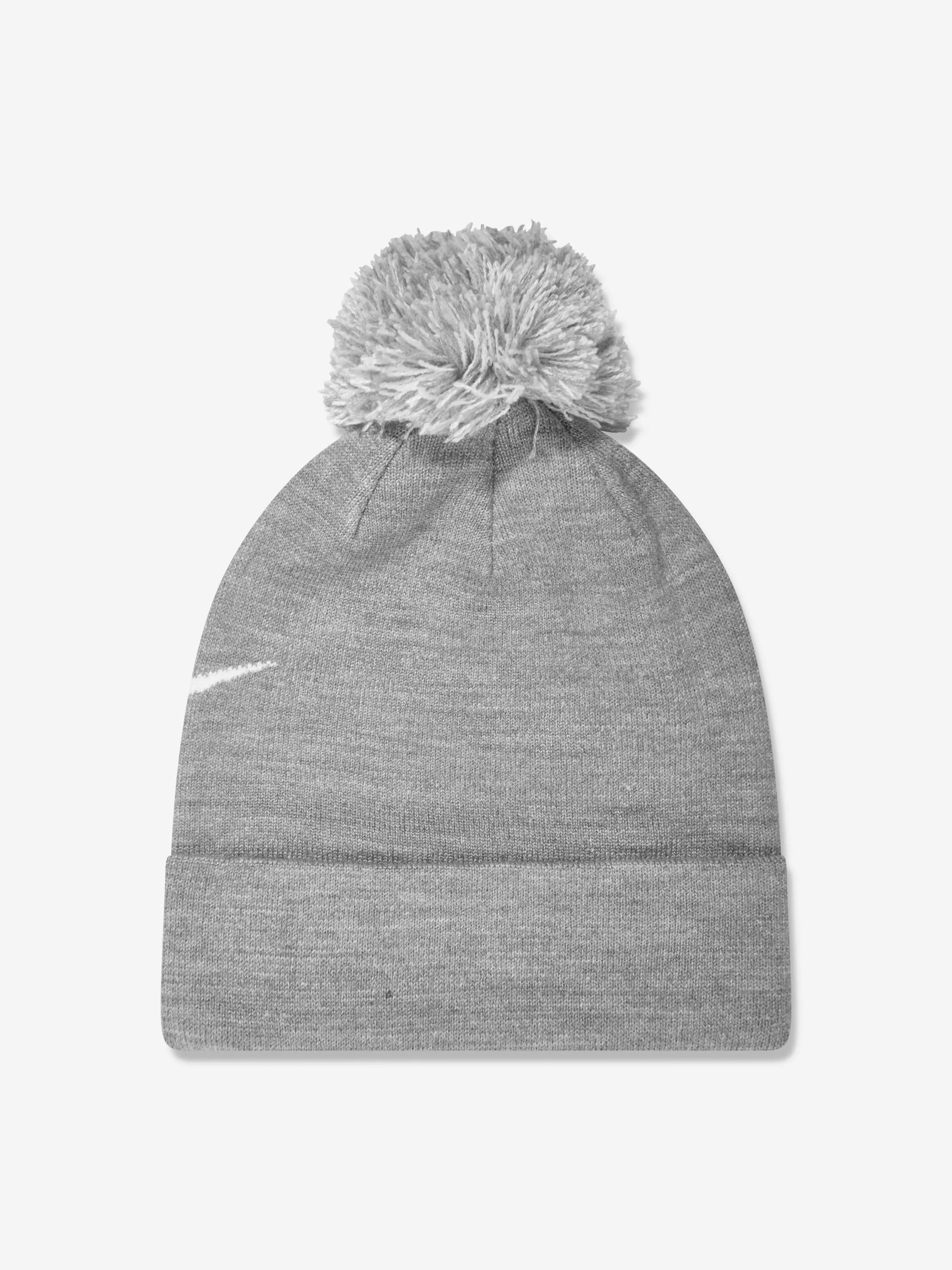 Nike Boys Swoosh Pom Beanie and Glove Set in Grey