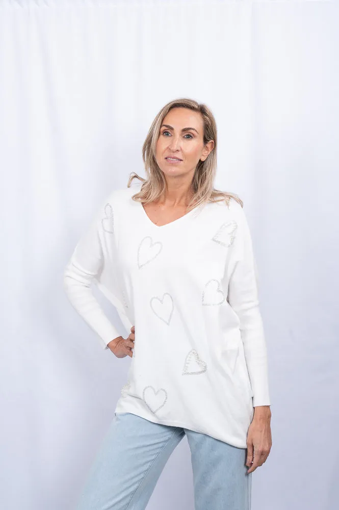 Oversized sparkle heart knit jumper | KLAUDI KNIT WITH HEARTS