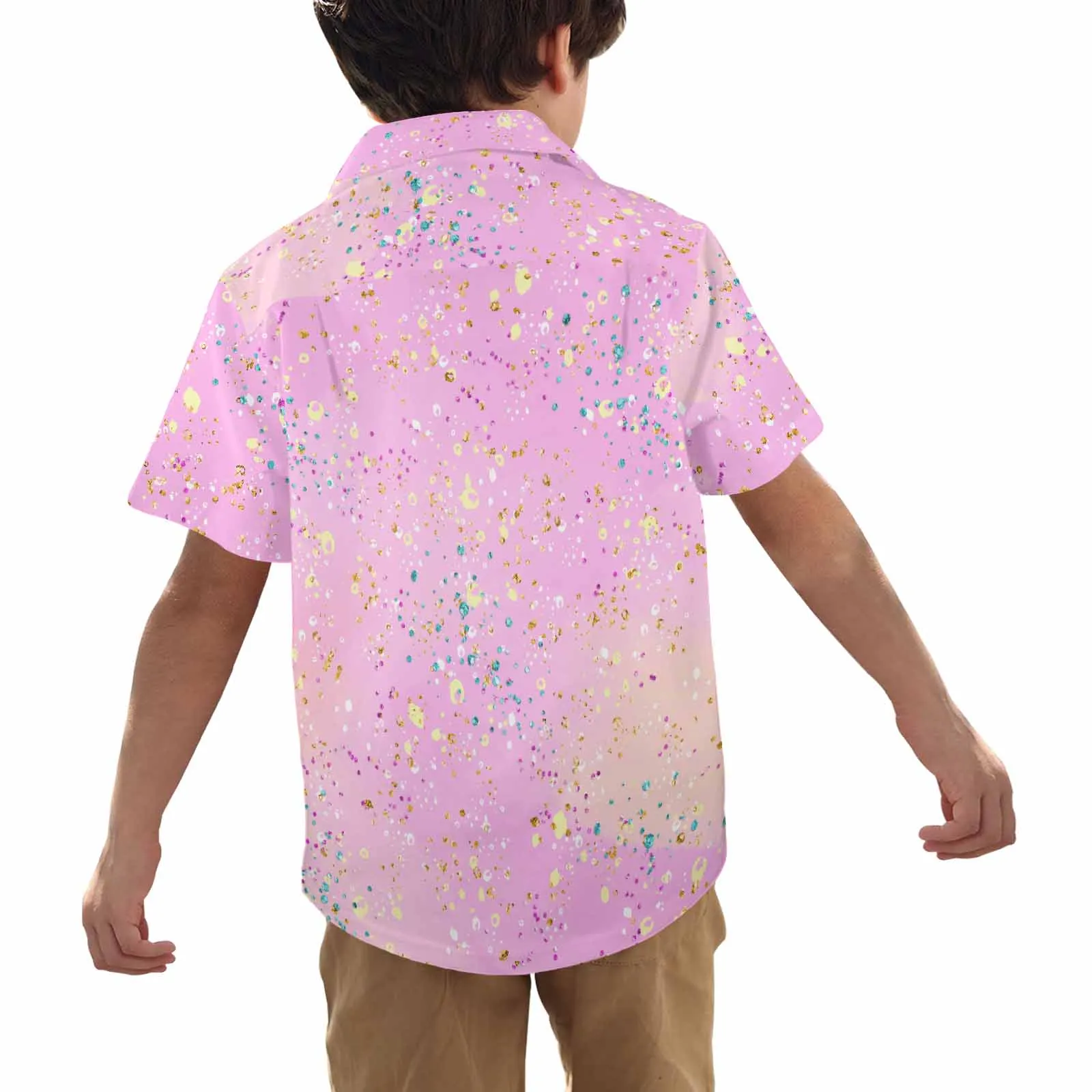 Pink Splash  Little Boys Hawaiian Shirt