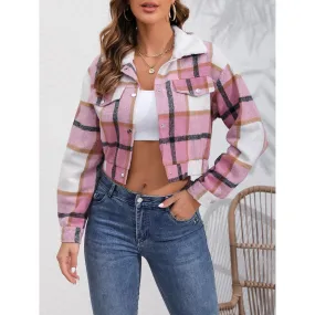 Plaid Long-sleeved Cropped jacket