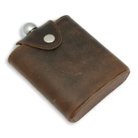 Popper Jacket 6oz Leather Cased Hip Flask Stainless Steel