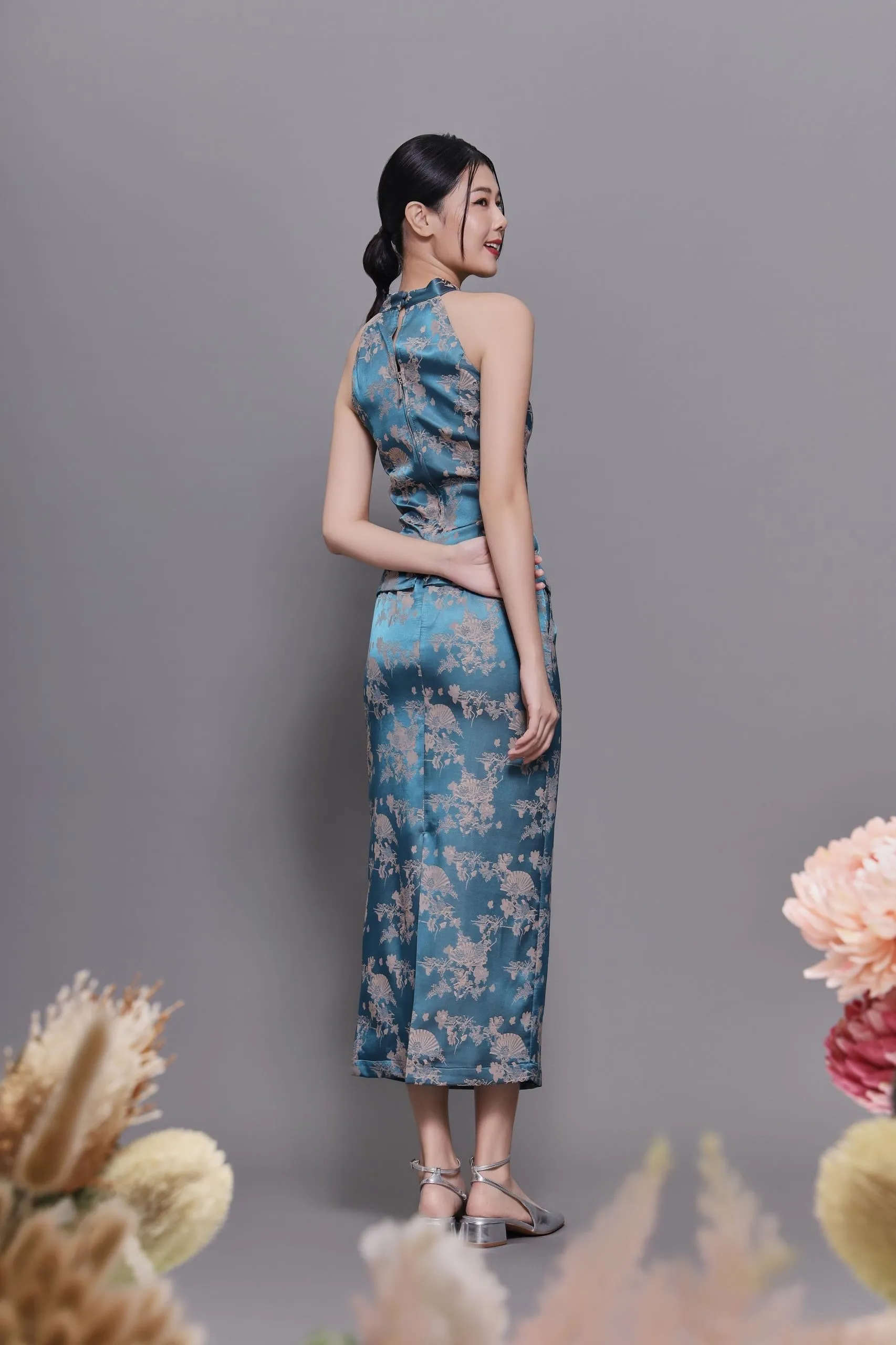 Qian Orient Brocade Midi Skirt