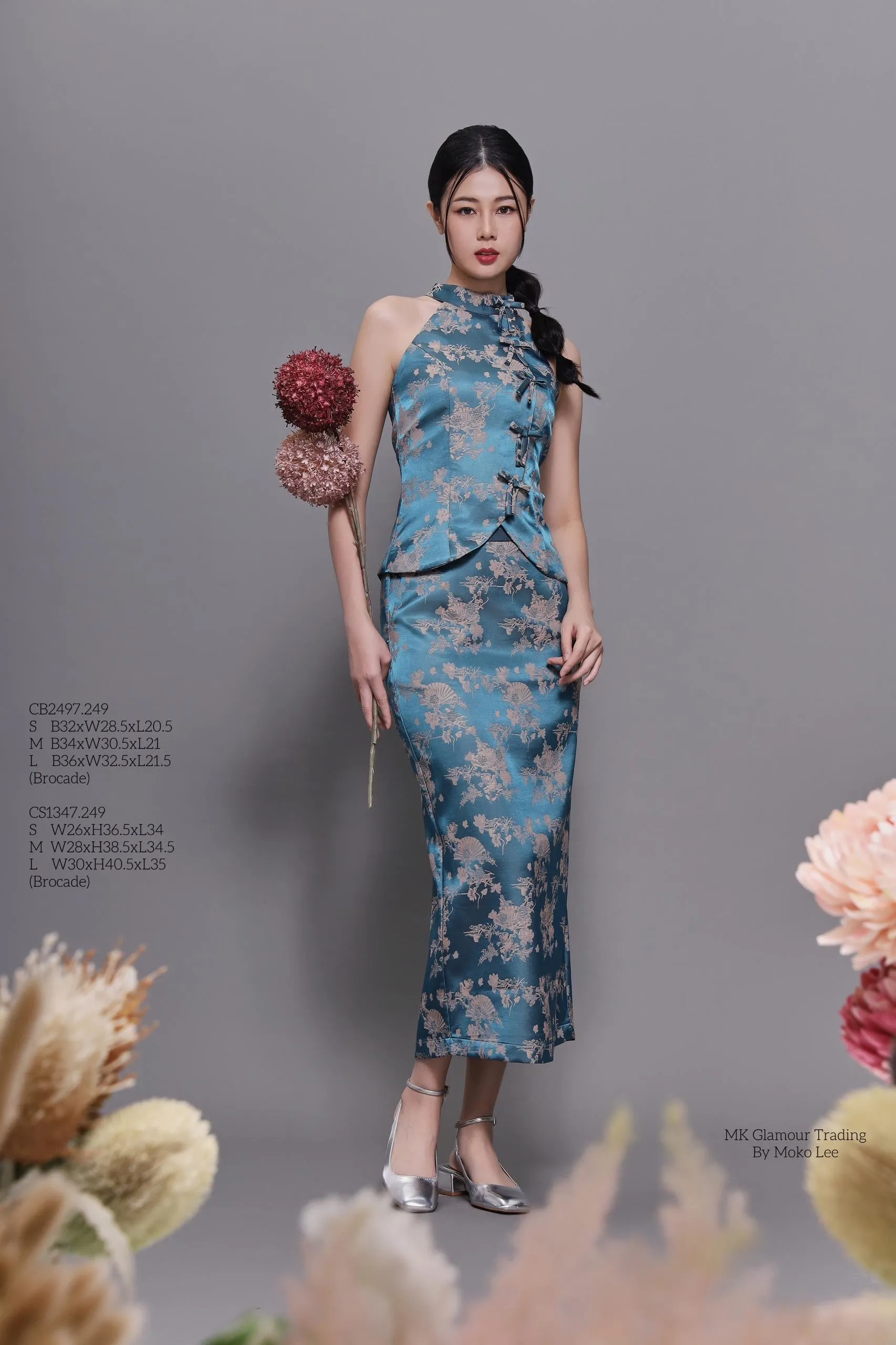 Qian Orient Brocade Midi Skirt