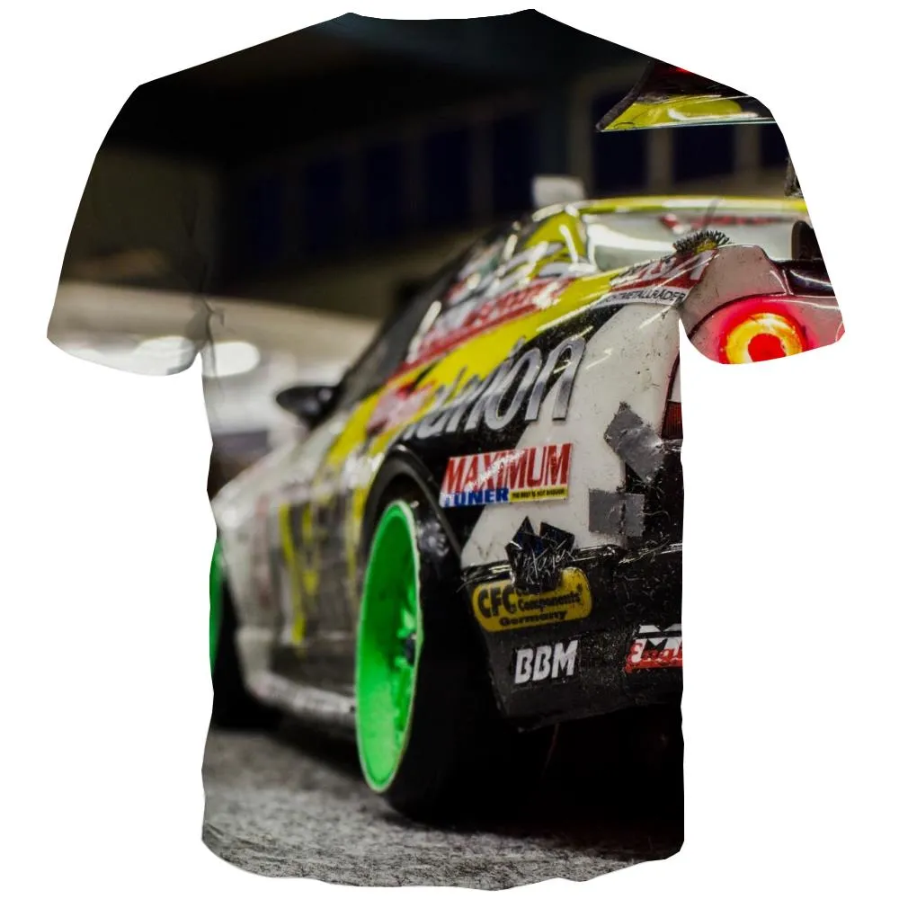 Racing Car T shirts Men Metal Tshirts Cool City T-shirts Graphic Gray Tshirts Casual Retro Shirt Print