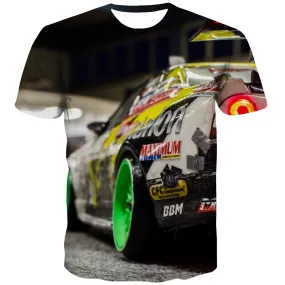 Racing Car T shirts Men Metal Tshirts Cool City T-shirts Graphic Gray Tshirts Casual Retro Shirt Print