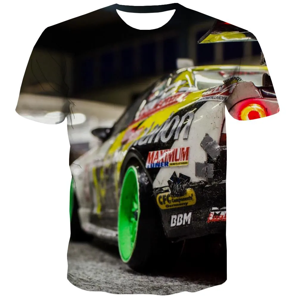 Racing Car T shirts Men Metal Tshirts Cool City T-shirts Graphic Gray Tshirts Casual Retro Shirt Print