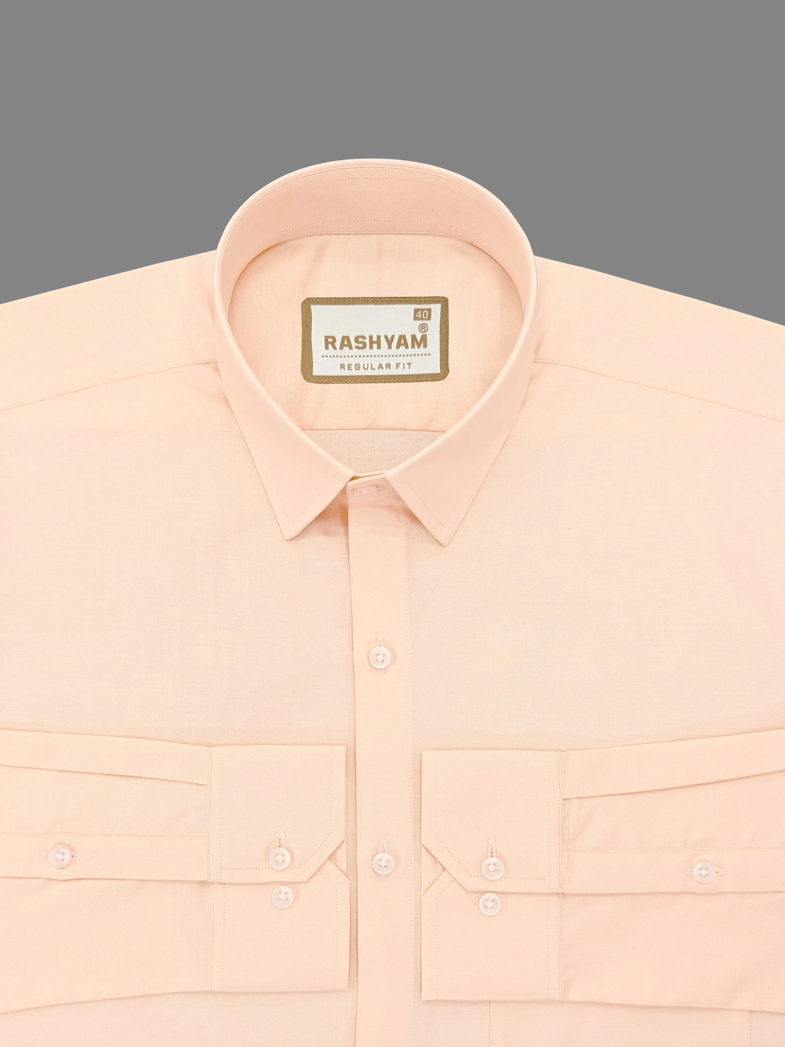 Rashyam Premium Cotton Mandys Orange Plain Formal Shirt for Men