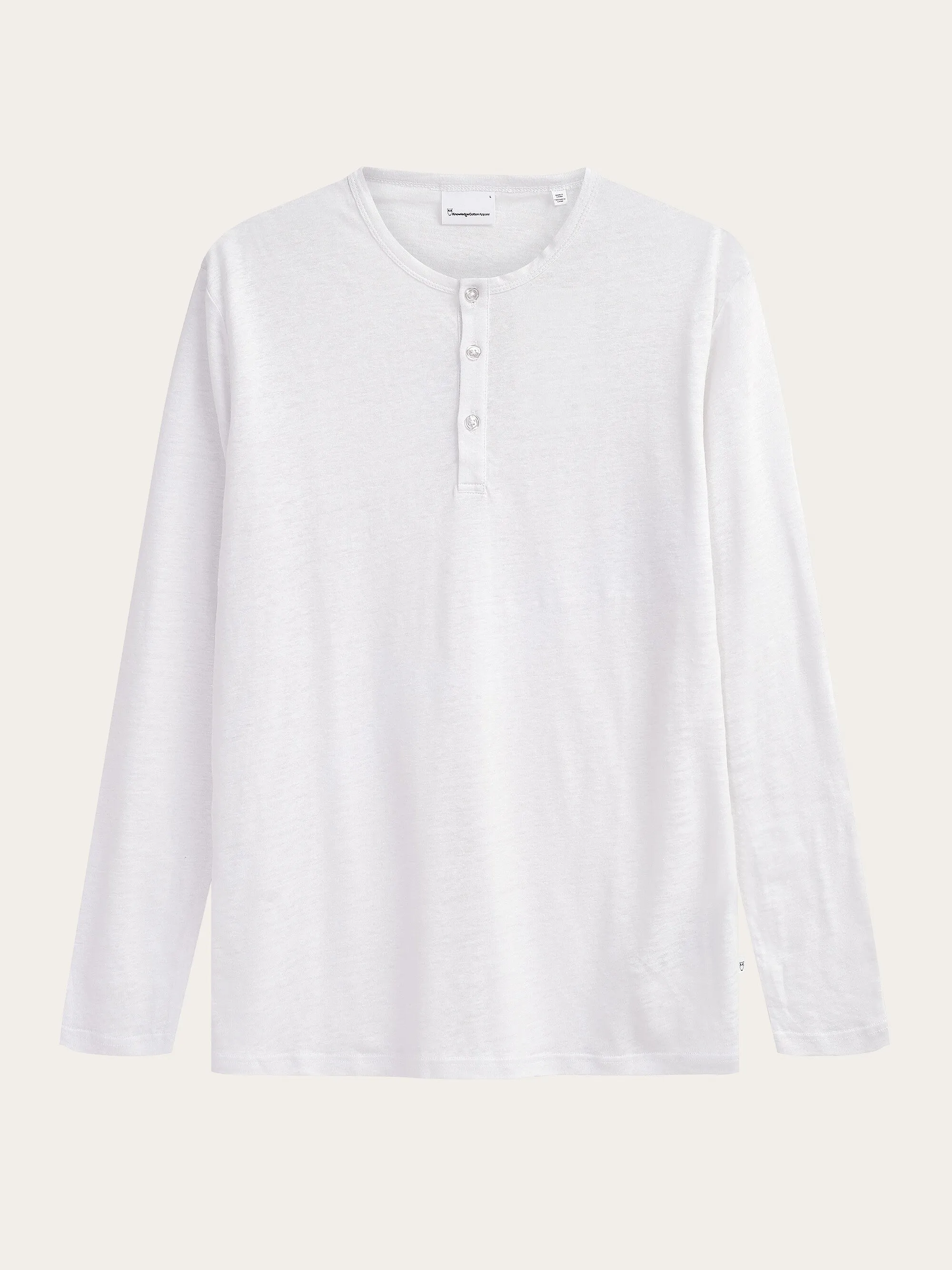 Regular linen henley - GOTS/Vegan - Bright White